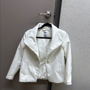 Old Navy White Blazer Structured Shoulders Tailored Fit